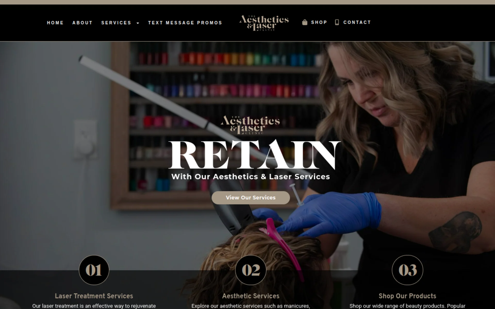 The Aesthetics & Laser Clinic website designed and built by Amazing Tech