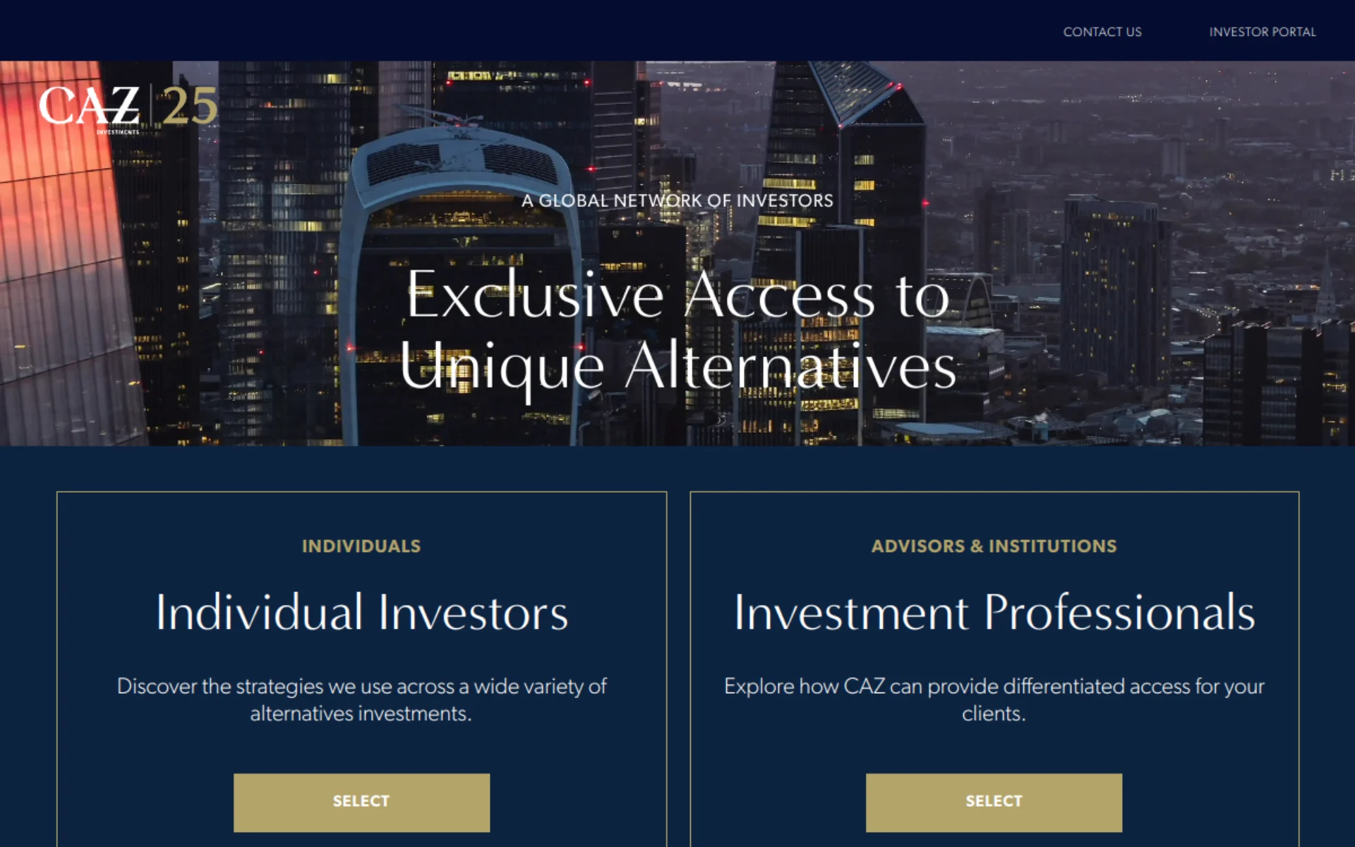 CAZ Investments website designed and built by Amazing Tech