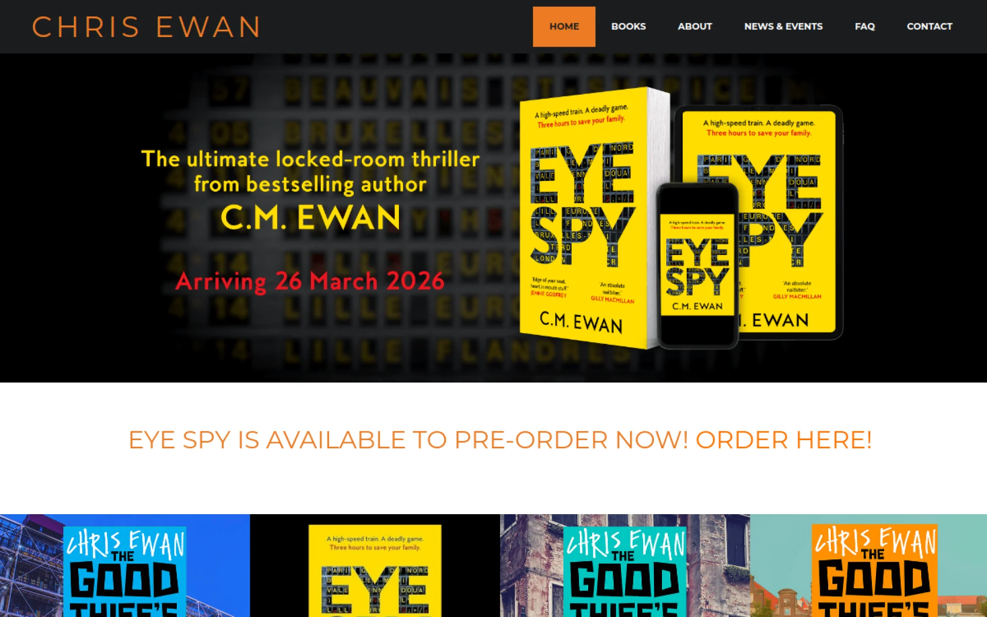 Chris Ewan website designed and built by Amazing Tech