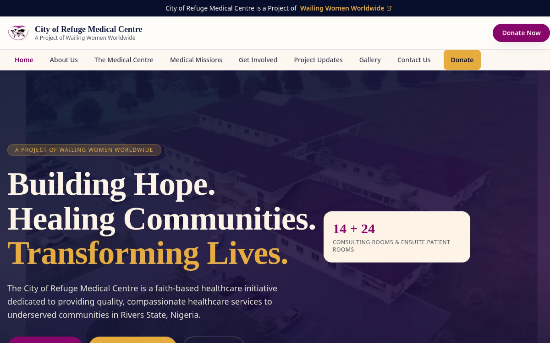 City of Refuge Medical Centre website designed and built by Amazing Tech